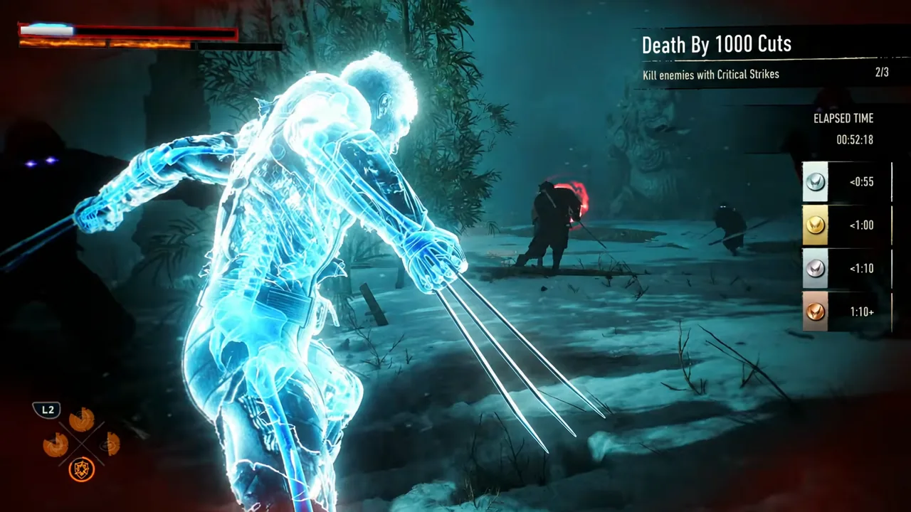 Death By 1000 Cuts trial objective tracker showing Critical Strike kills at 2 of 3