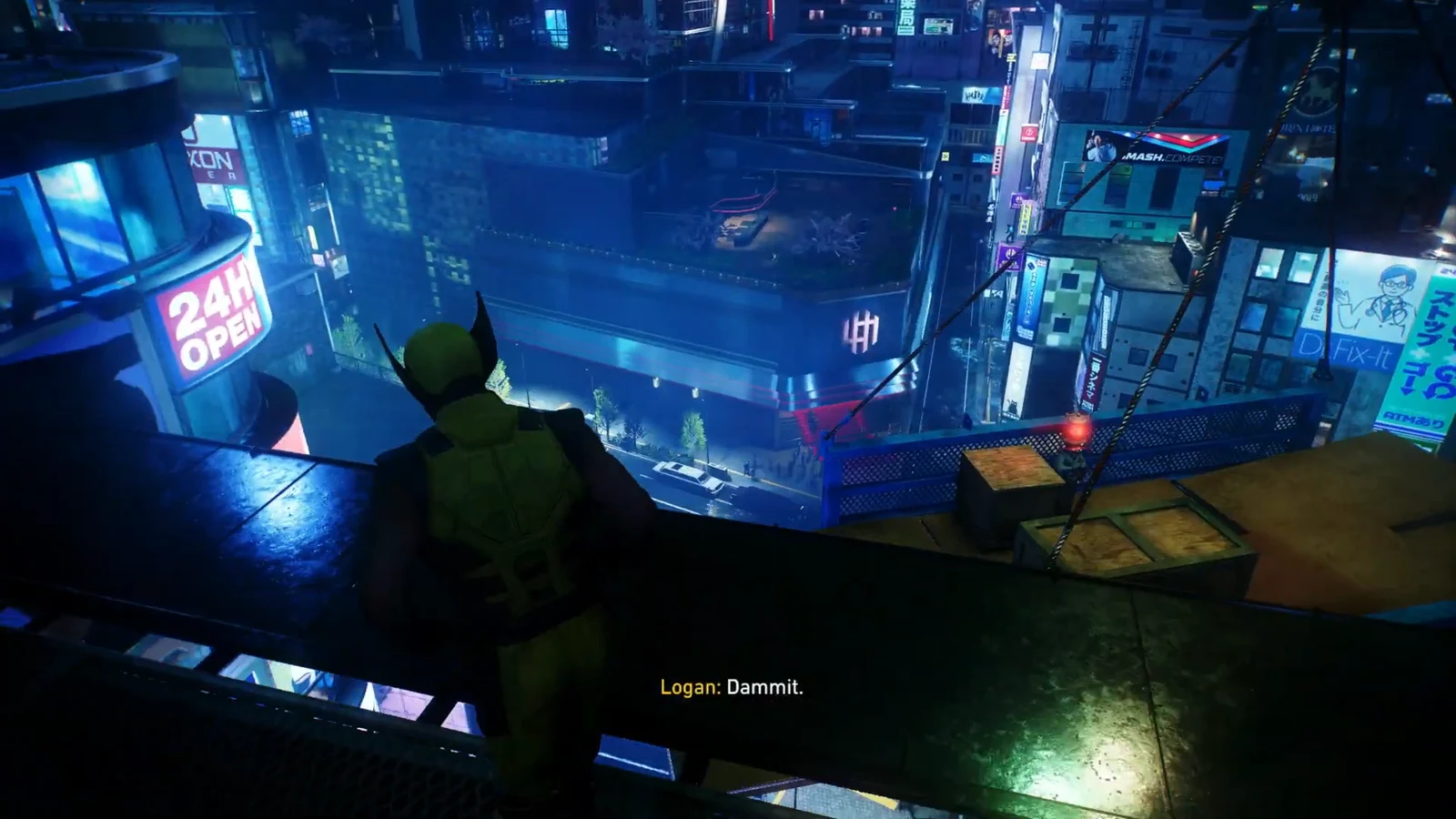 Logan stands on a Tokyo rooftop above the neon skyline as the mission begins