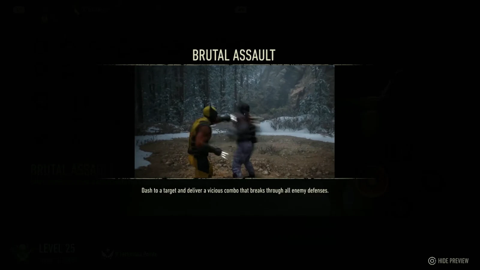 Brutal Assault technique preview showing Wolverine dashing in and breaking an enemy's guard