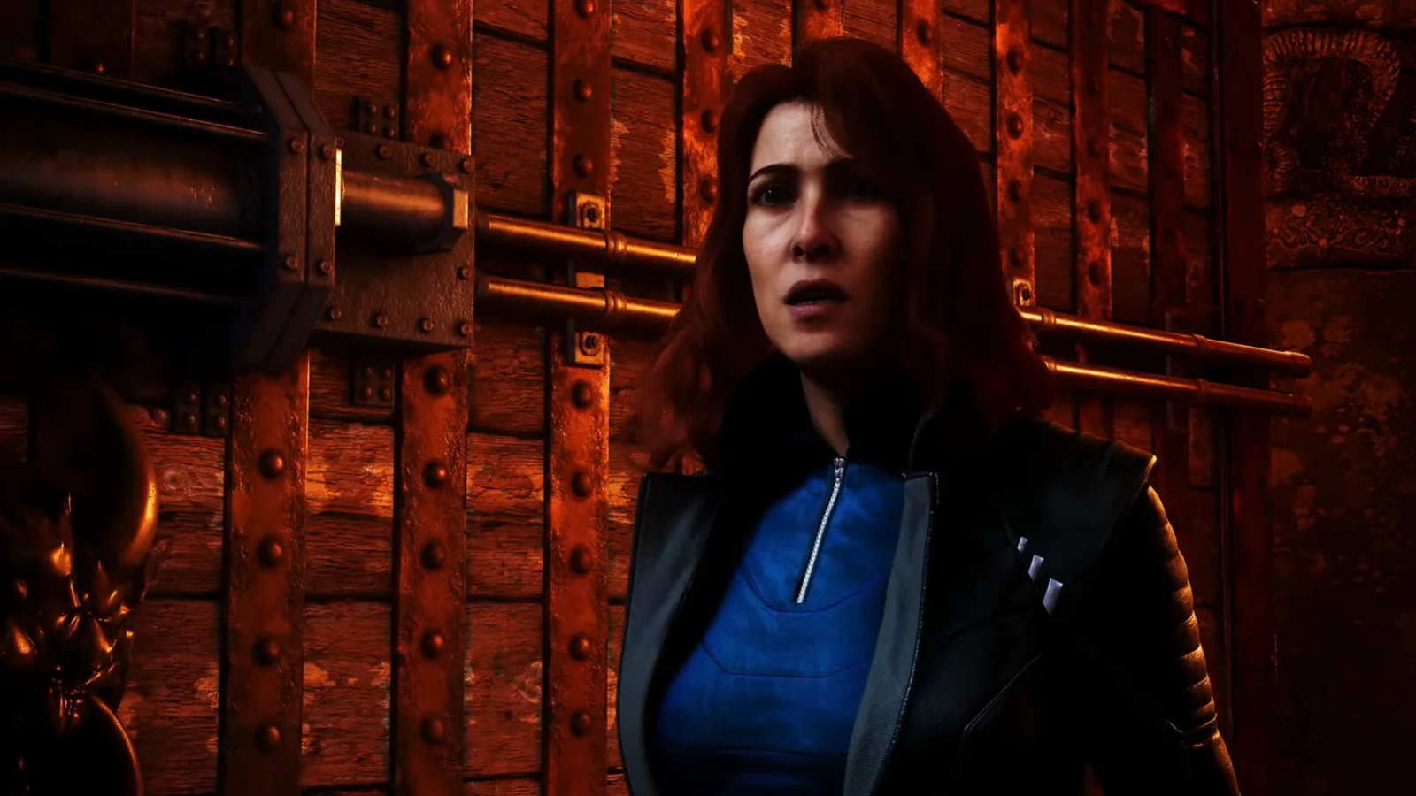 Jean Grey using telekinesis in the cavern as Wolverine cuts down Sabretooth's charge