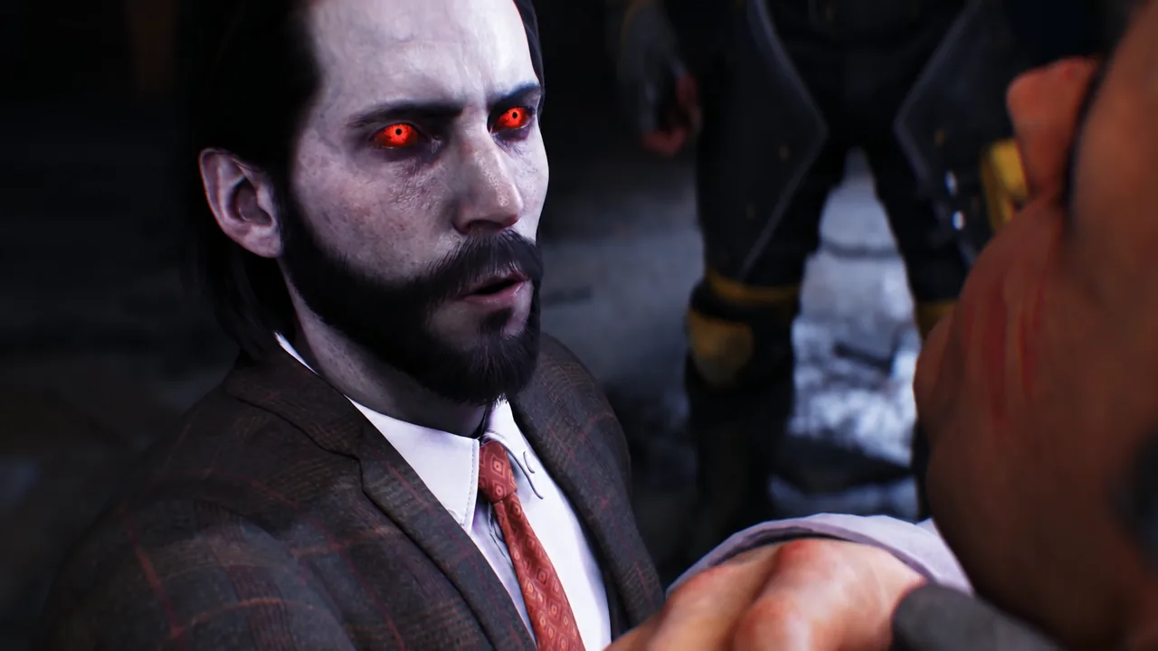 Essex chokes Trask as Logan steps in with his claws to stop it