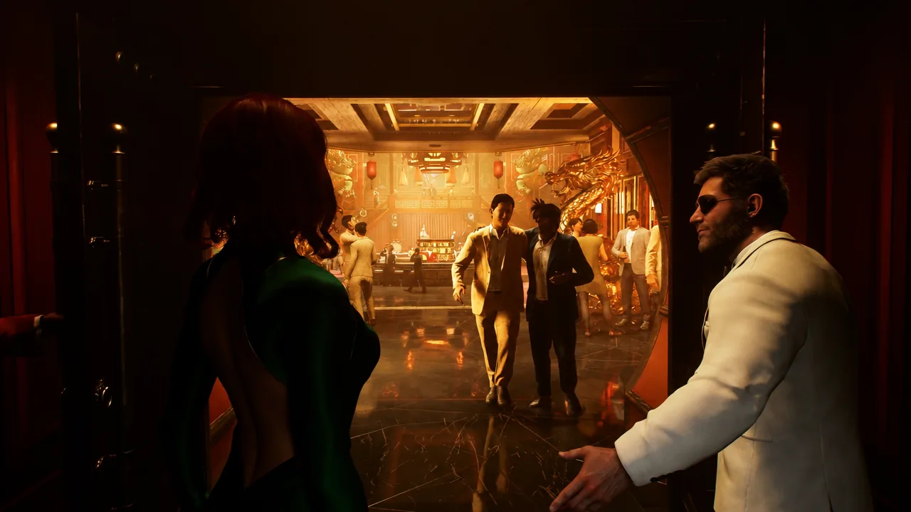 Logan pushes open the casino doors as the Hightown: Roll The Dice title card appears