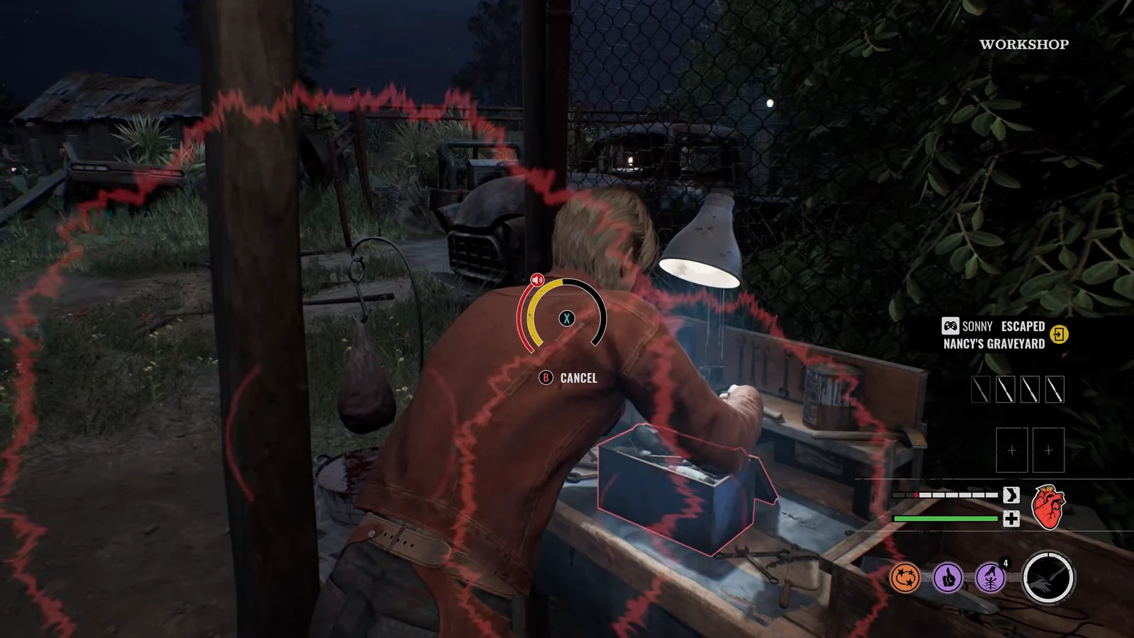 Skill check ring appearing while searching a highlighted toolbox for items