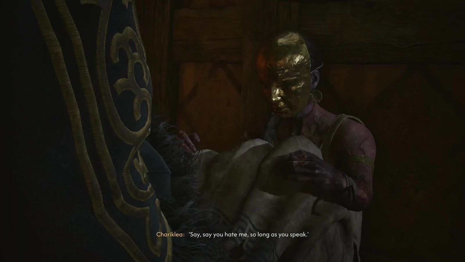 Charikleia speaks to Coen in a cutscene, saying she would rather be hated than ignored.