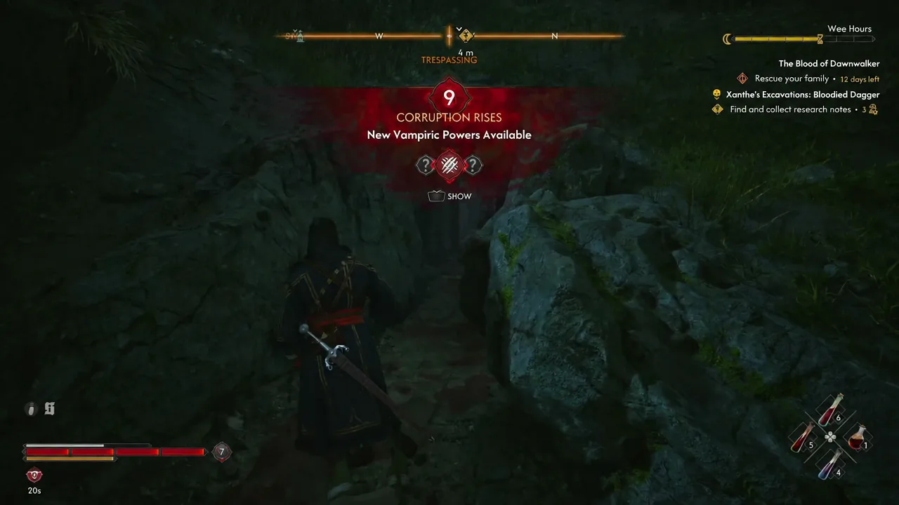 The Corruption Rises notification on screen with the SHOW prompt highlighted
