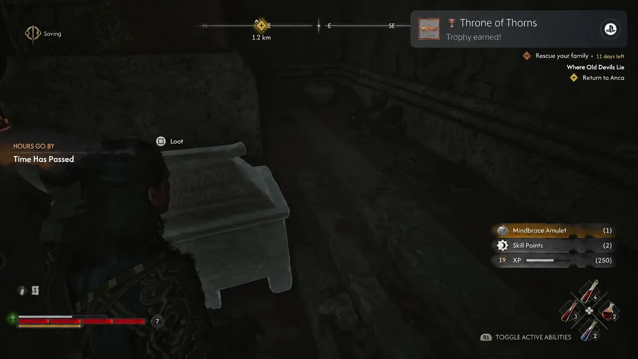 Loot prompt highlighting a chest in the ritual chamber, ready to be opened