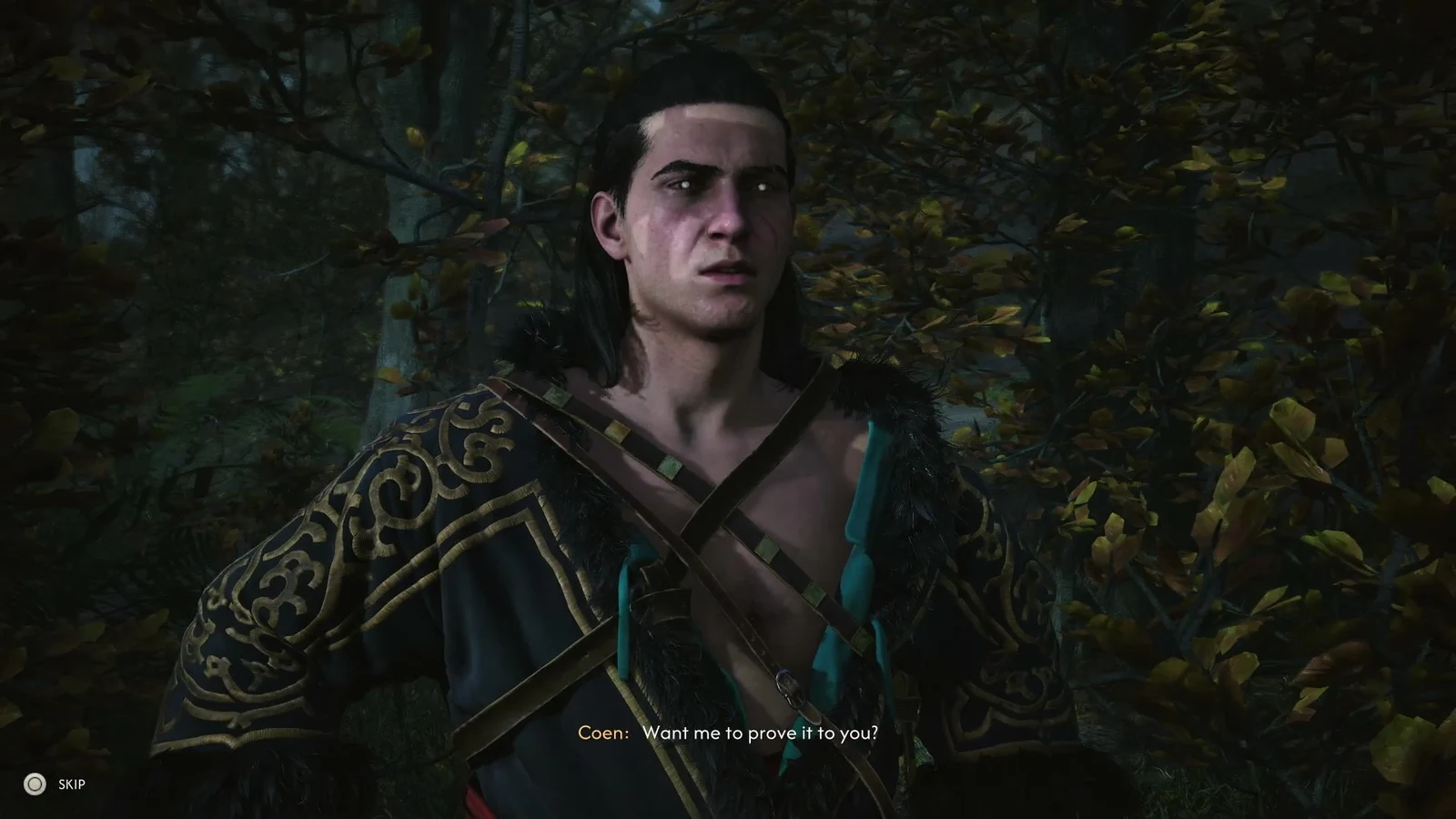 Coen replying "Want me to prove it to you?" during the rogue confrontation