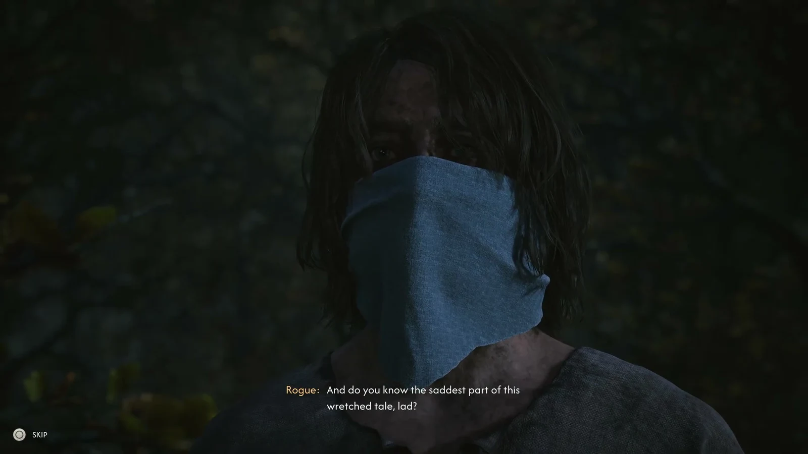 Rogue leader taunting Coen over the bodies at the wrecked transport in a subtitled cutscene
