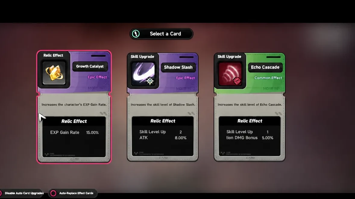 Growth Catalyst relic effect card offered in the Select a Card draft