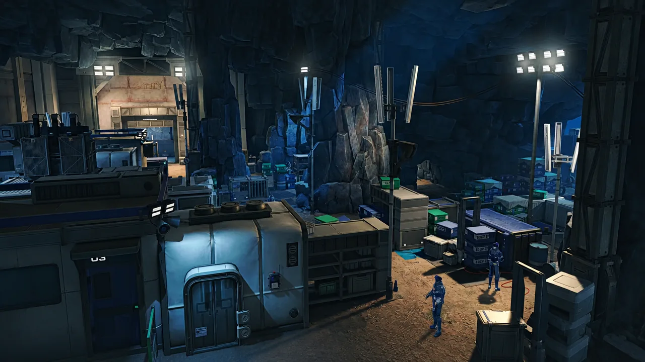 The team chases the fleeing suspect through the guarded warehouse facility
