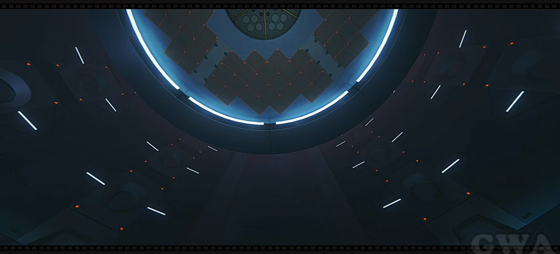 Lindverne unleashes a huge energy strike against the giant white mech in the final chamber