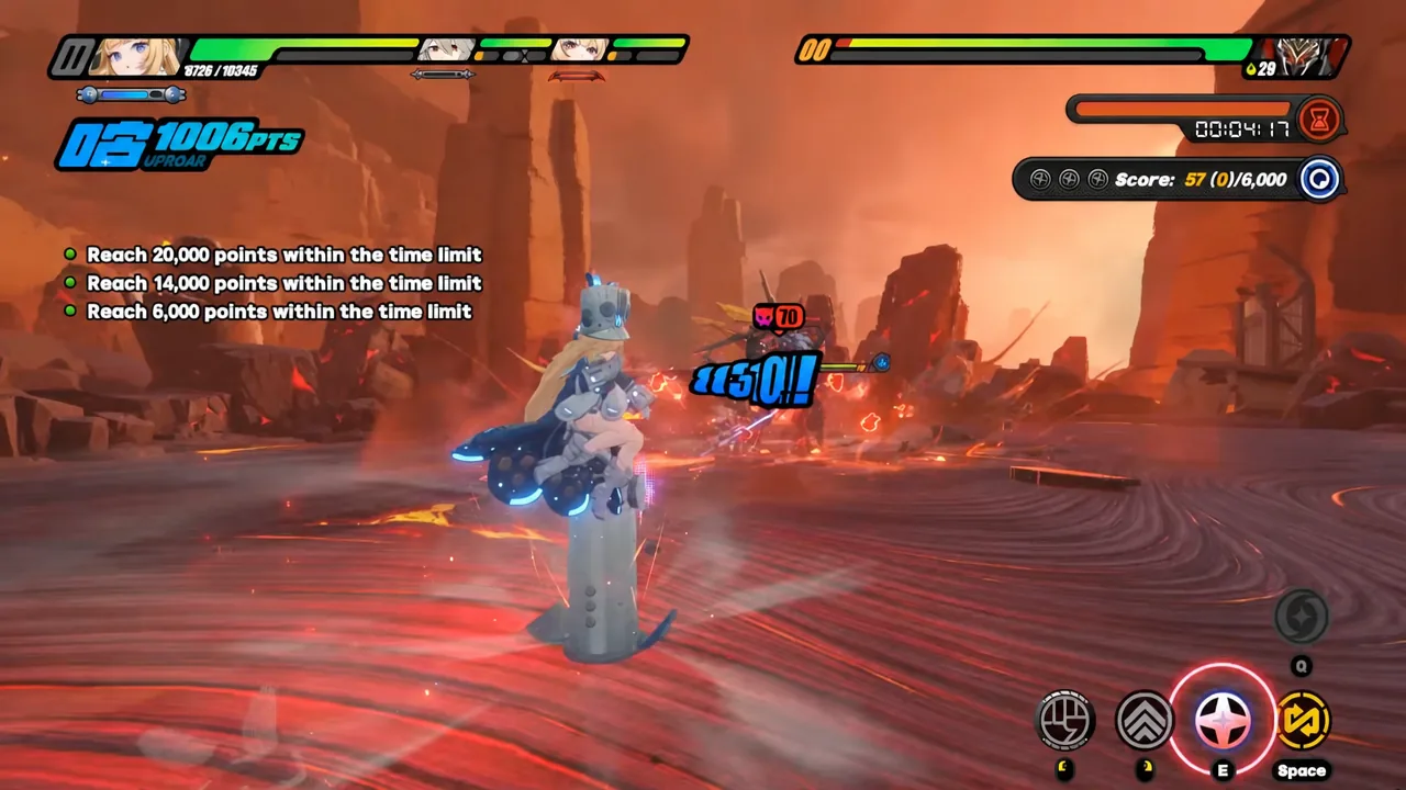 Deadly Assault combat against the level 70 Infernal Revenant with timed score objectives listed on the left