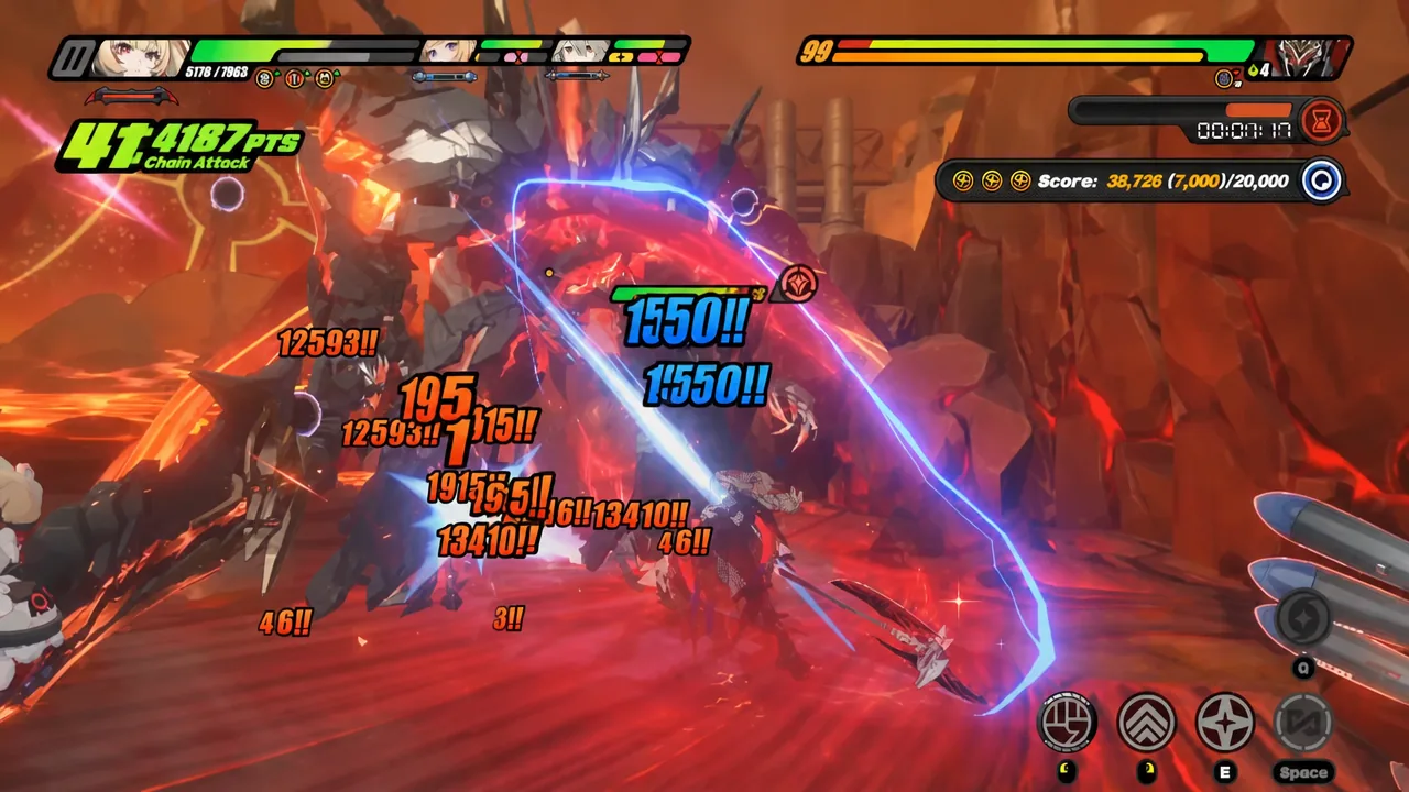 Chain Attack combo in progress with the running score total shown on screen