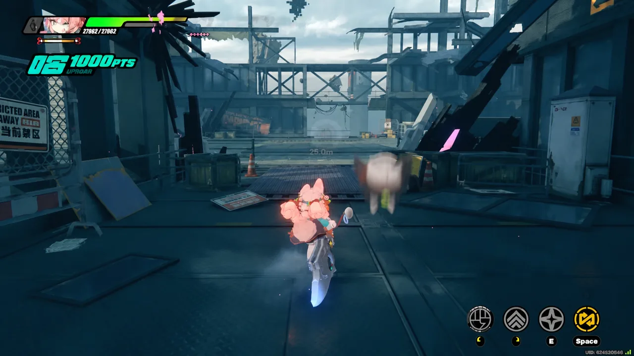Combat gameplay with the Space parry prompt highlighted while the active agent attacks an enemy