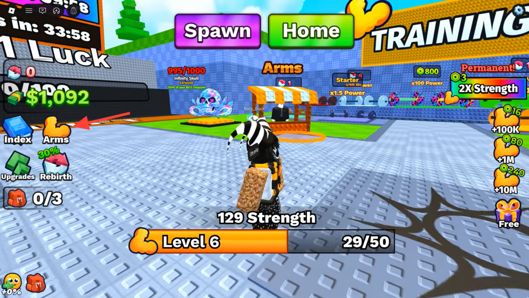 +1 Lift Rock For Treasure: Every Arm and Its Power Boost