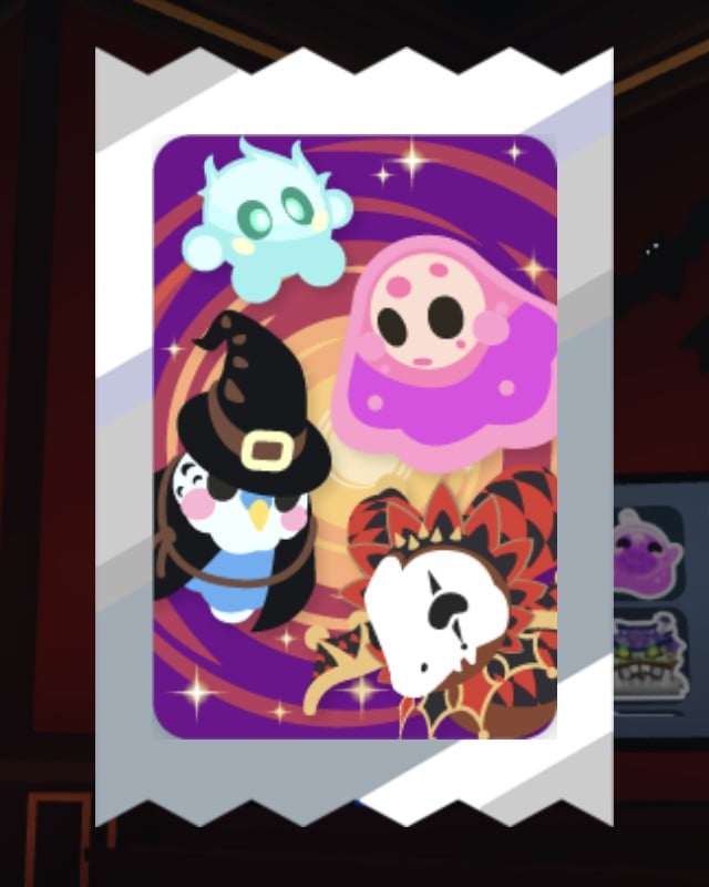 Halloween 2026 Sticker Pack art in Adopt Me showing Halloween pet stickers in a silver wrapper
