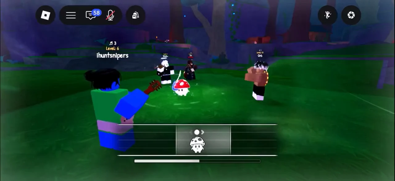 Bottom-center item selector highlighting the mushroom icon during gameplay