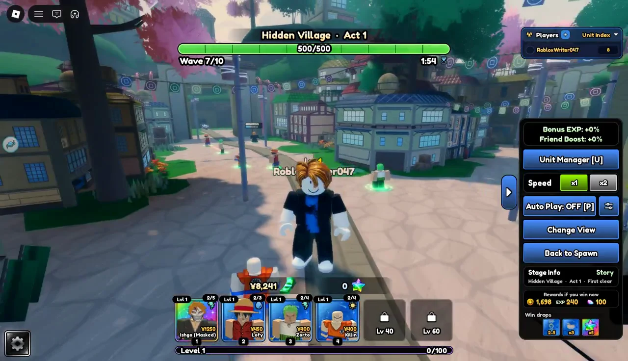 Unit Manager panel open on the right side during wave 7 of 10, with Auto Play off