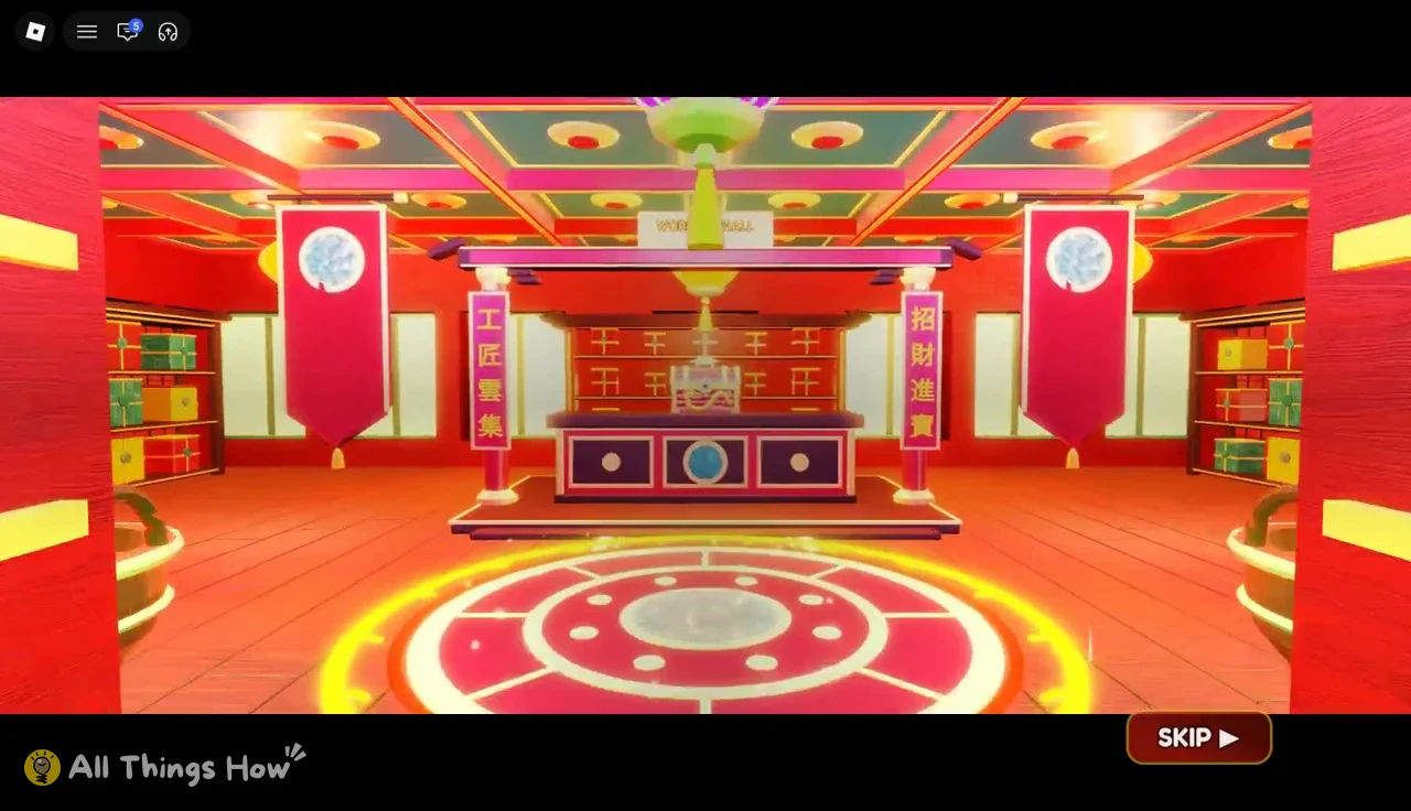 Cutscene in progress with a SKIP button available