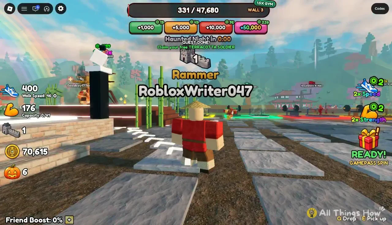 Prompt reading Claim your free TERRACOTTA SOLDIER as the player collects it at Wall 3
