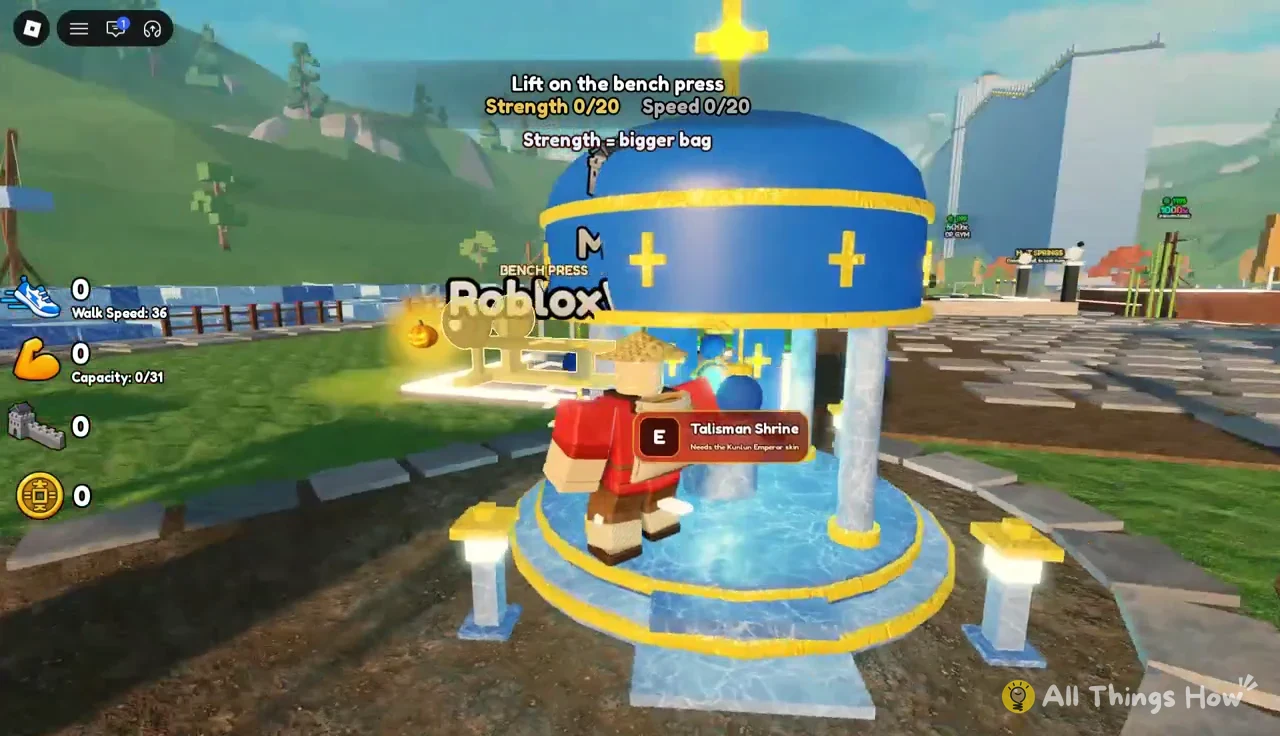 Avatar approaching the Talisman Shrine E prompt, which requires Kaizen Emperor rank