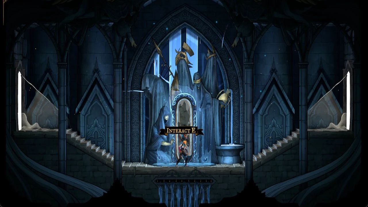 The INTERACT E prompt in front of a Mirror of Life on PC