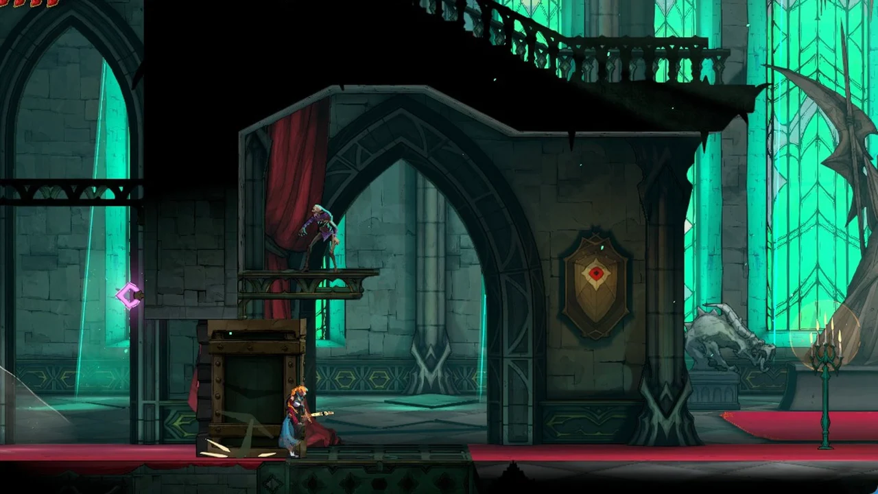 Rose standing next to the splintered crate left behind once the barricade breaks