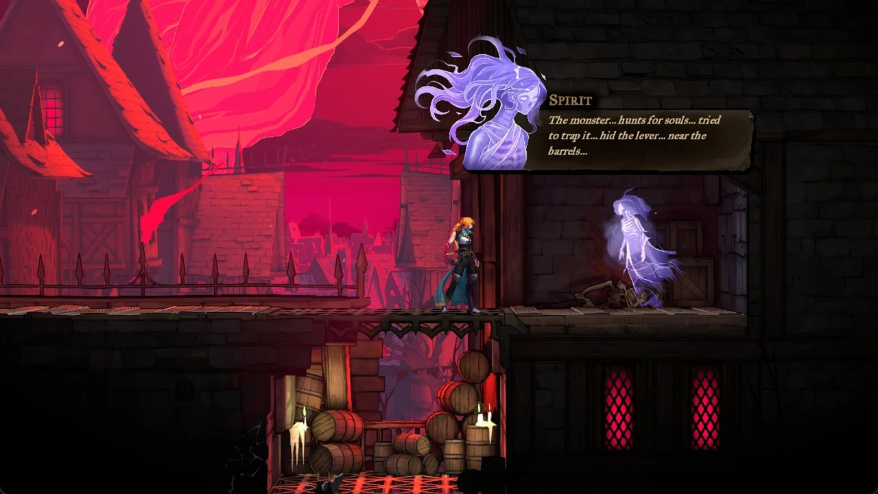 Spirit dialogue panel open in Paris Streets, hinting the well lever sits near the barrels