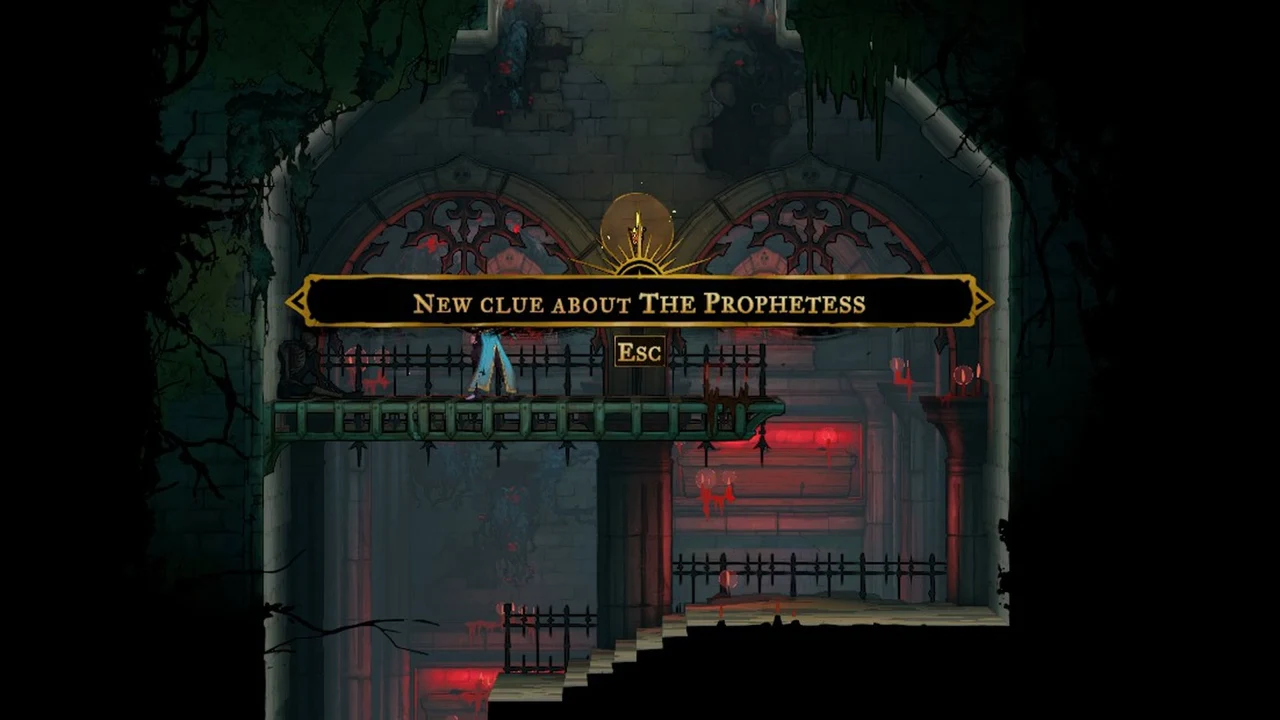 New clue about The Prophetess notification on screen with Esc shown to close it