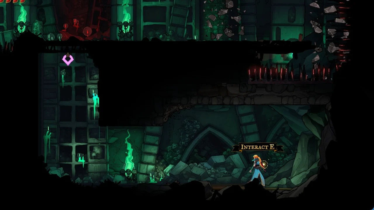 Rose stands beside a glowing object with the INTERACT E prompt shown on screen