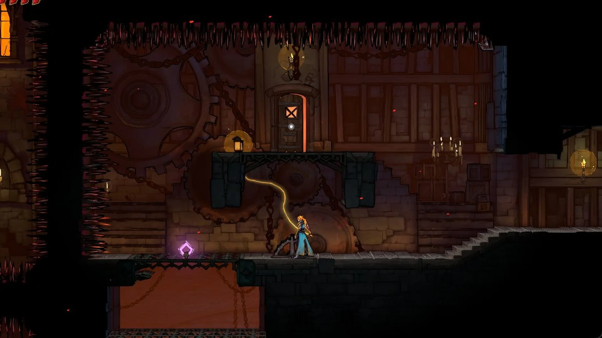The water wheel crank on the Bridge of the Millers in Castlevania: Belmont's Curse