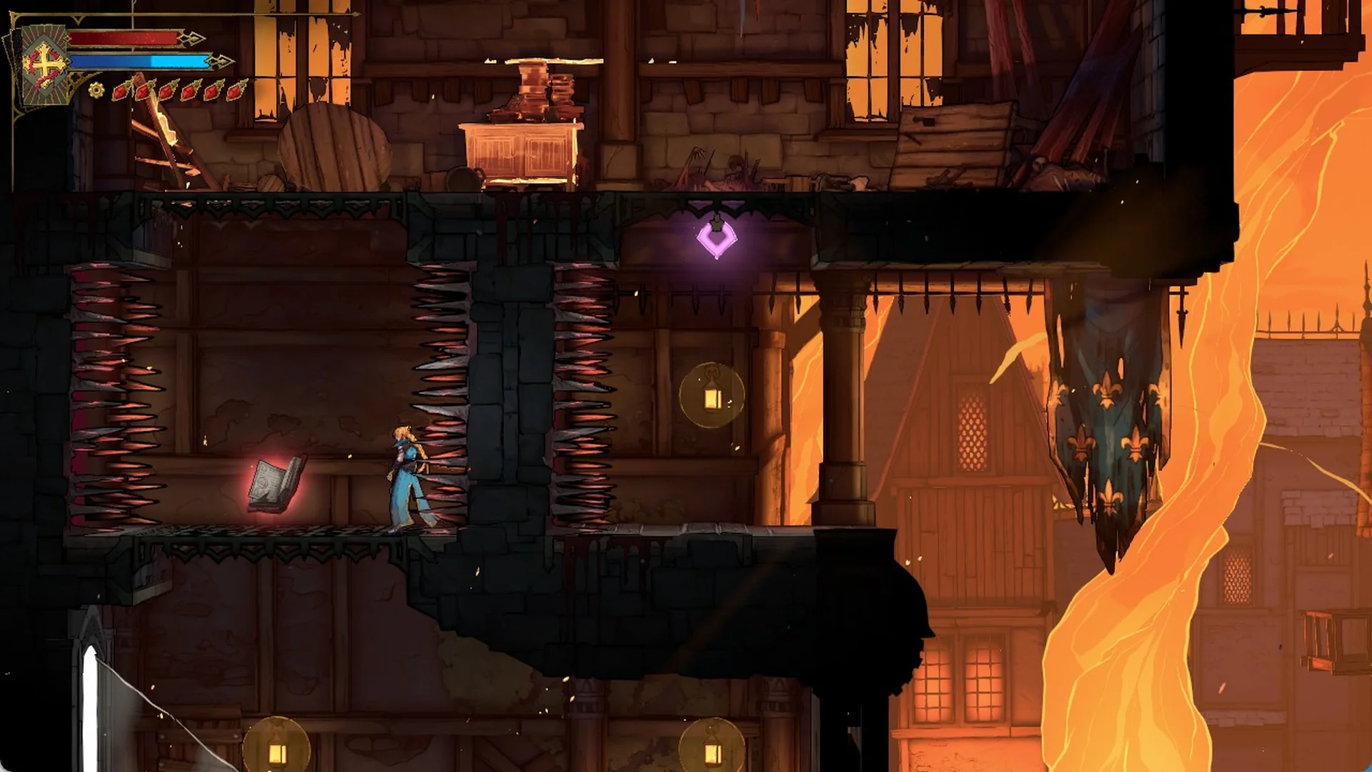 Rose at the ATK UP book in a spike-walled alcove of the Prison Tower