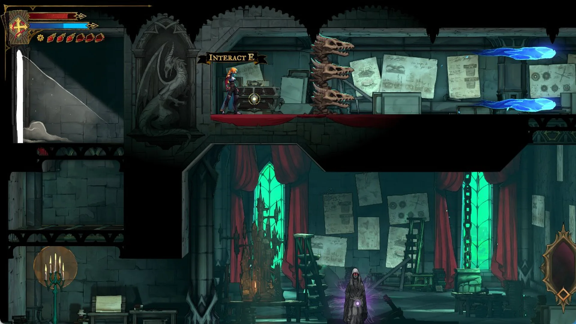 Rose at the Ghostly Pendant chest in the hidden upper room of the Abandoned Workshop