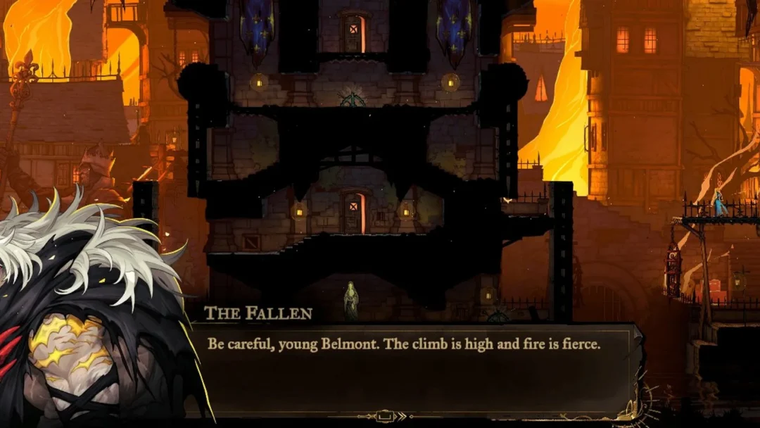 Rose climbing the Prison Tower above burning Paris Streets