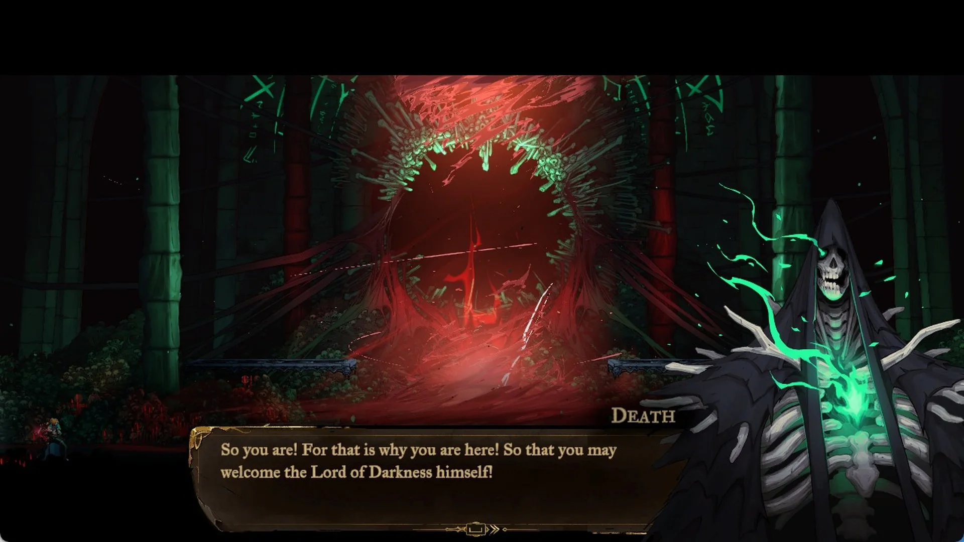 Death telling Rose she is there to welcome the Lord of Darkness