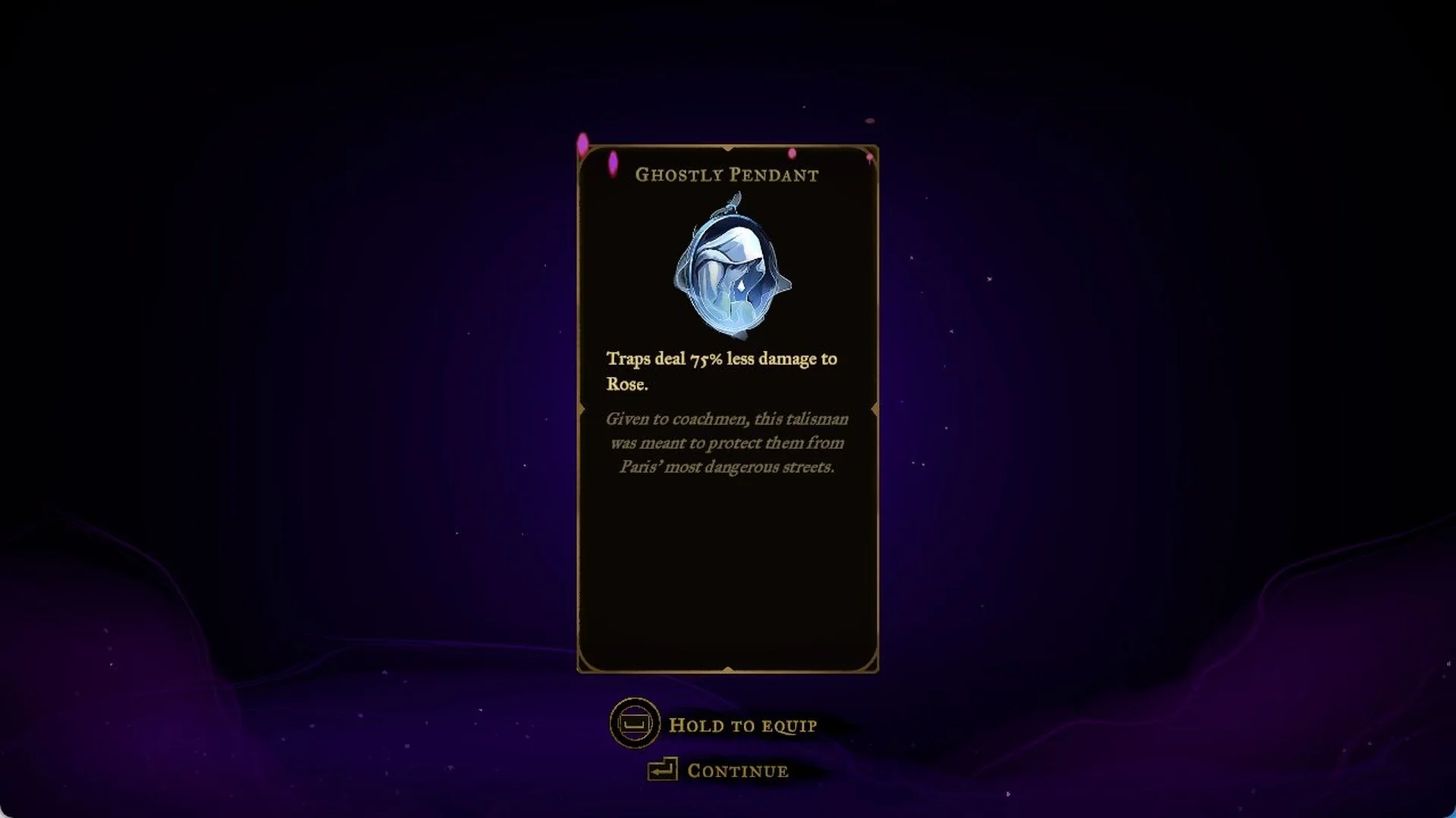 The Ghostly Pendant relic card in Castlevania: Belmont's Curse