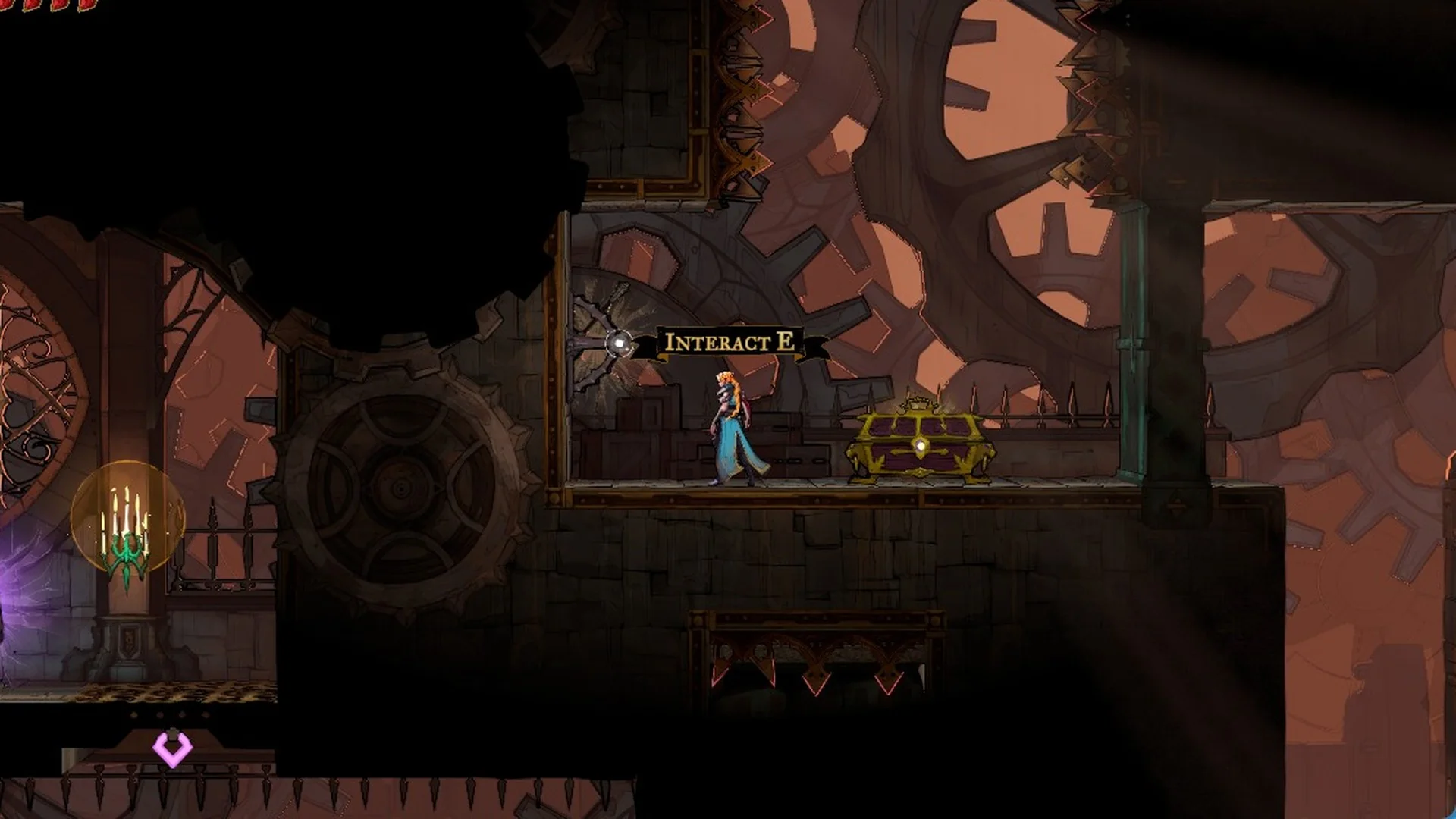 Rose at the gold Halberd chest in the gated alcove of Mechanic's Ascent in Castlevania: Belmont's Curse