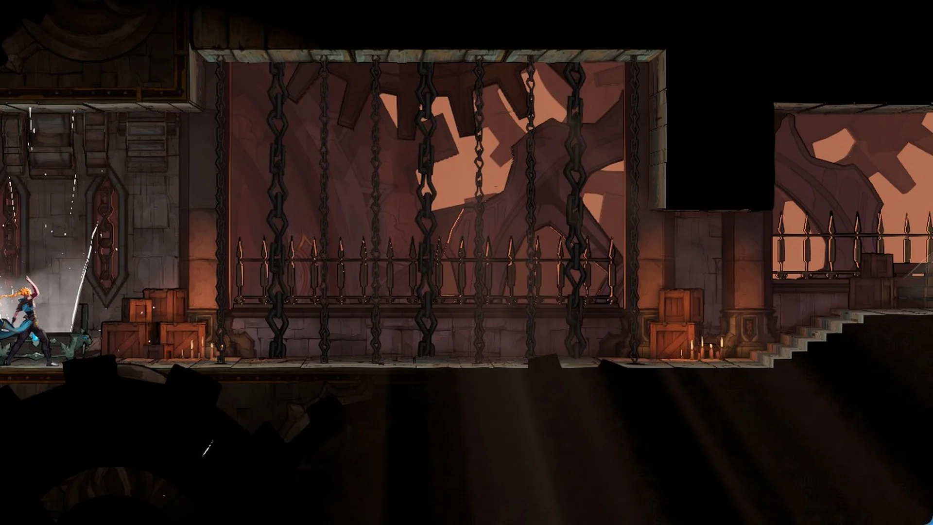 Rose opening the Hollow Bone chest at the far left of the room in Castlevania: Belmont's Curse