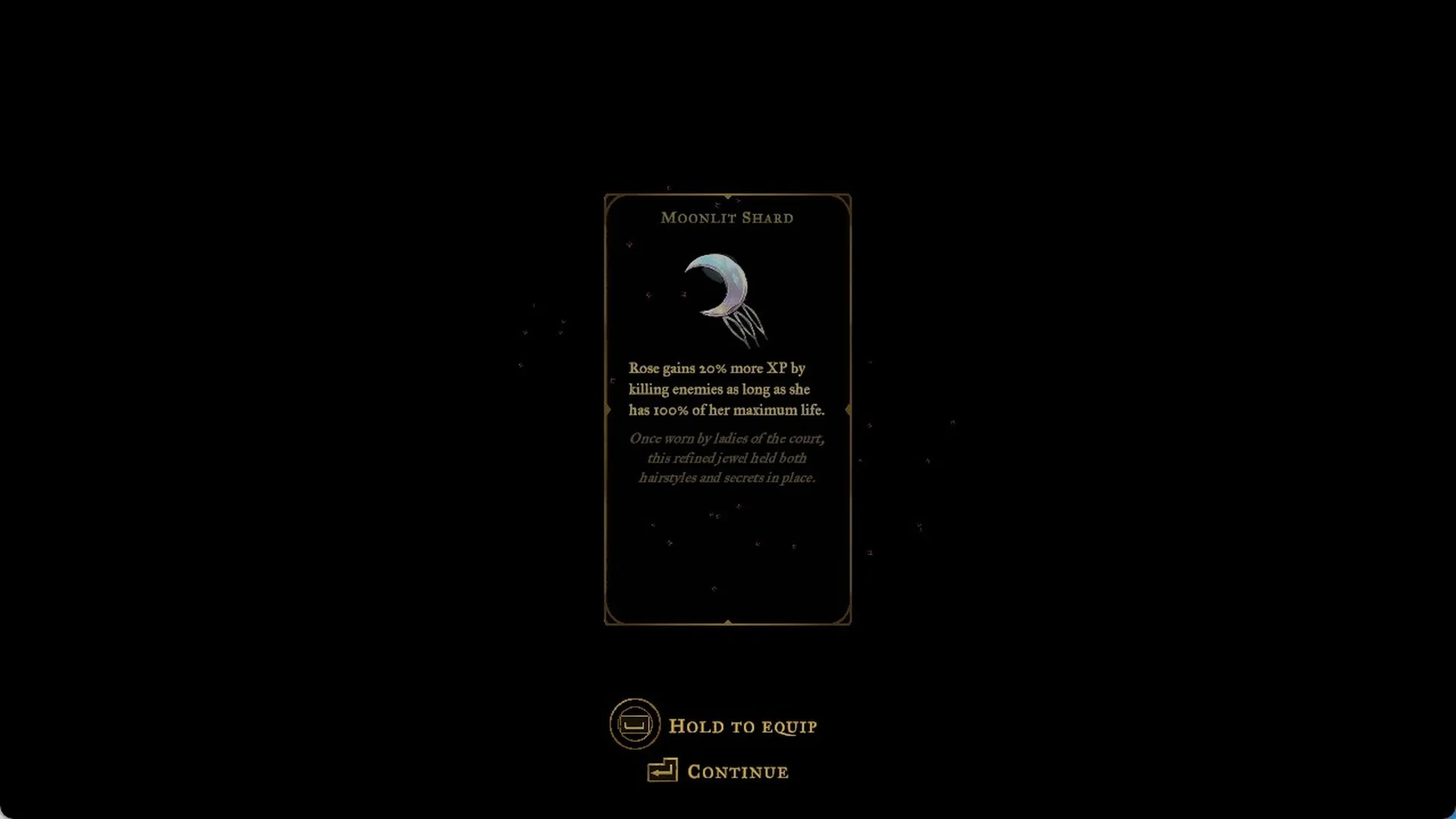 The Moonlit Shard relic card in Castlevania: Belmont's Curse