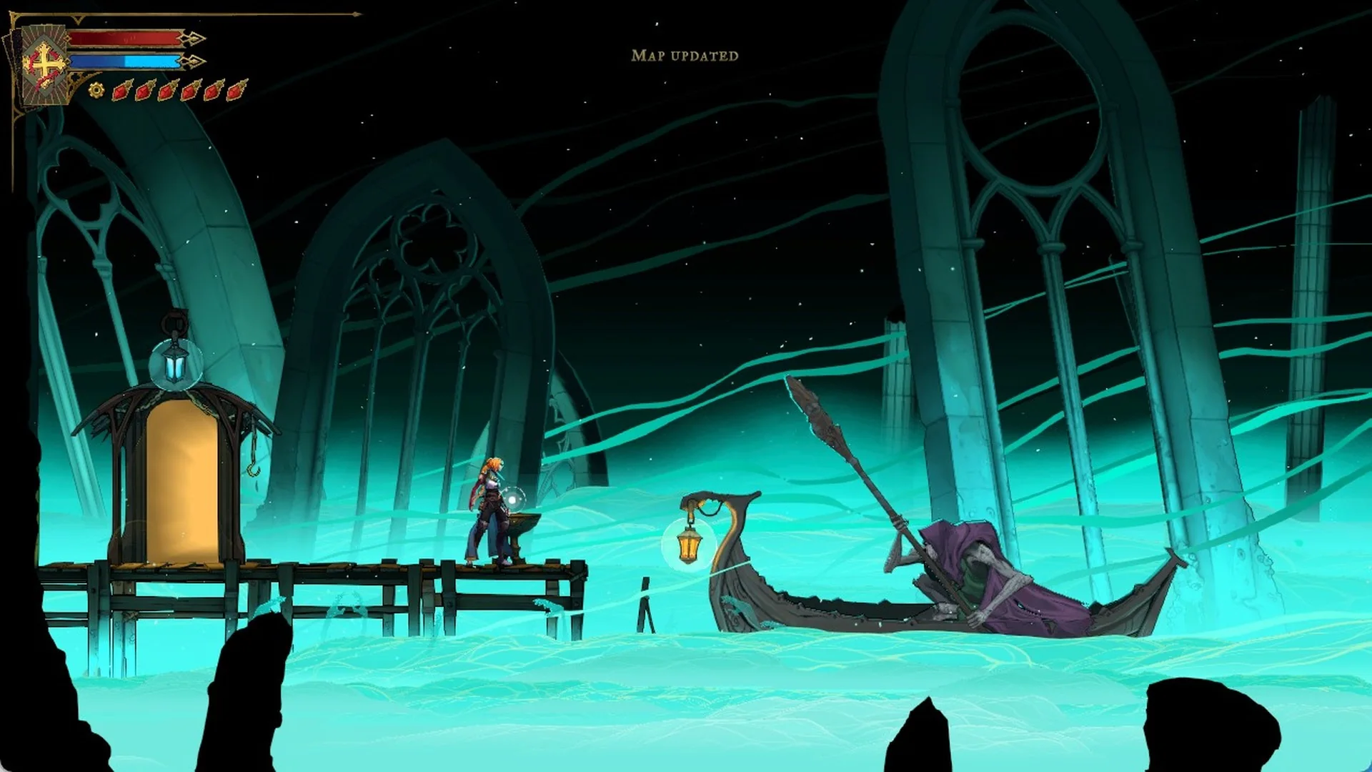 The Ferryman rowing up to Rose at the Library wharf pier after Map updated