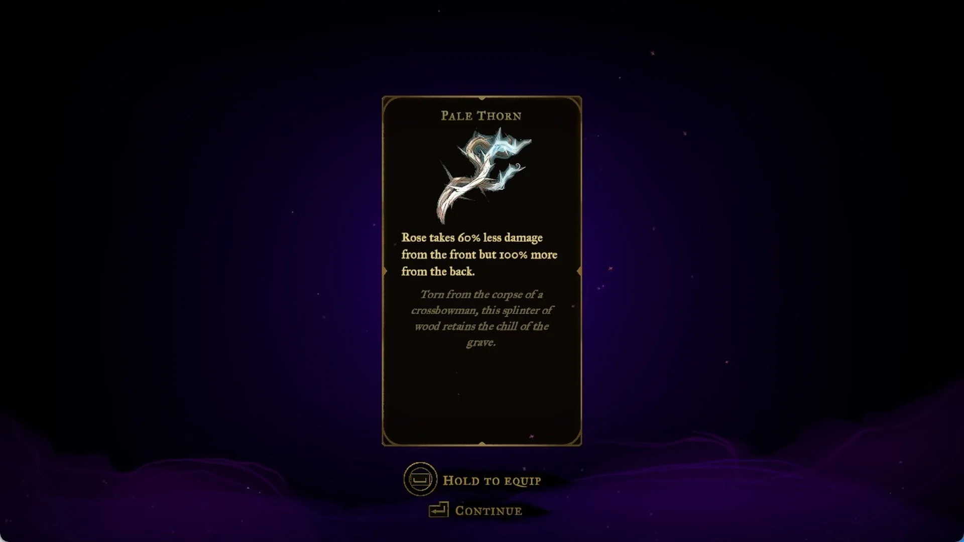 The Pale Thorn relic card in Castlevania: Belmont's Curse