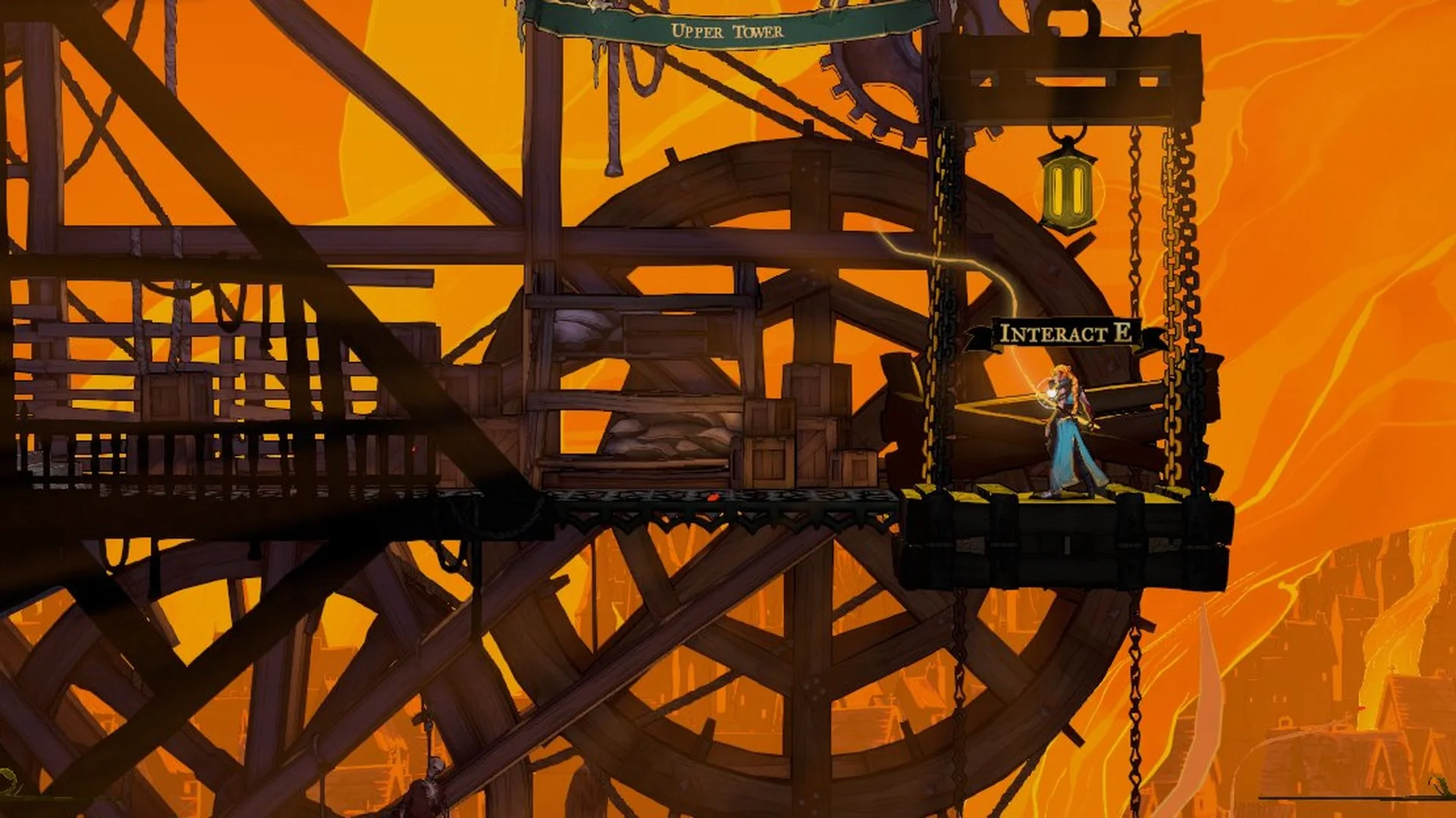 Rose arriving at the Upper Tower on the elevator