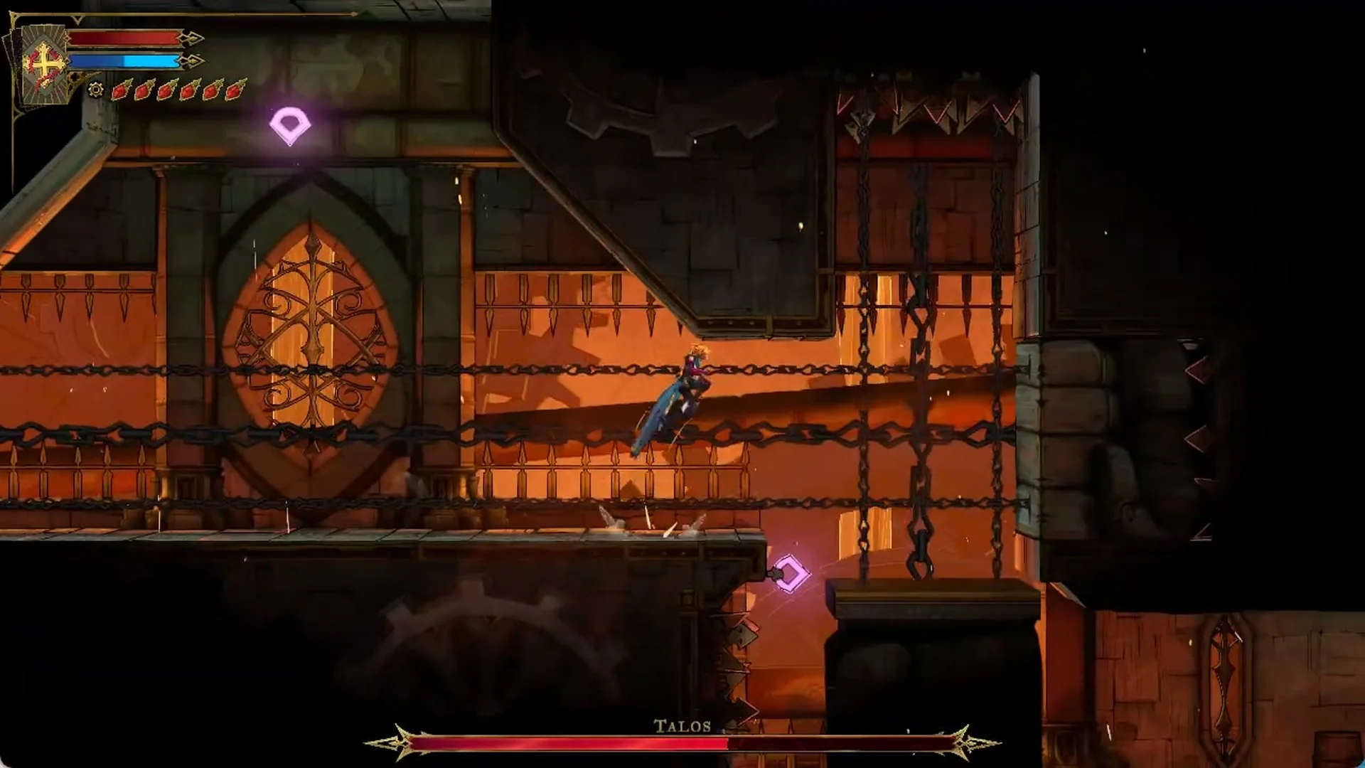 Rose heading right from the gear gate toward the chain chute in Castlevania: Belmont's Curse