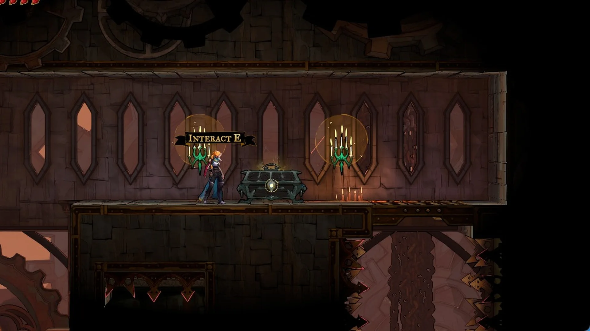 Rose at the Vile Trinket chest on the high gallery of Daedalus Crossing in Castlevania: Belmont's Curse