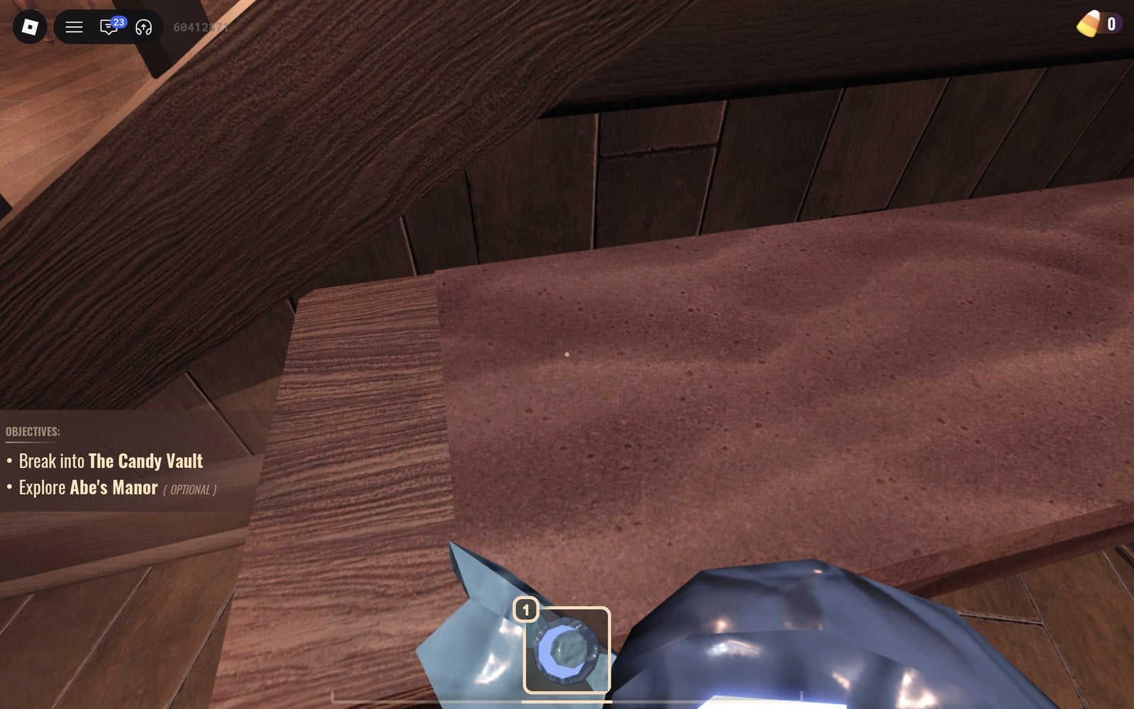 A picked-up candy held in hotbar slot 1 in DOORS The Candy Vault