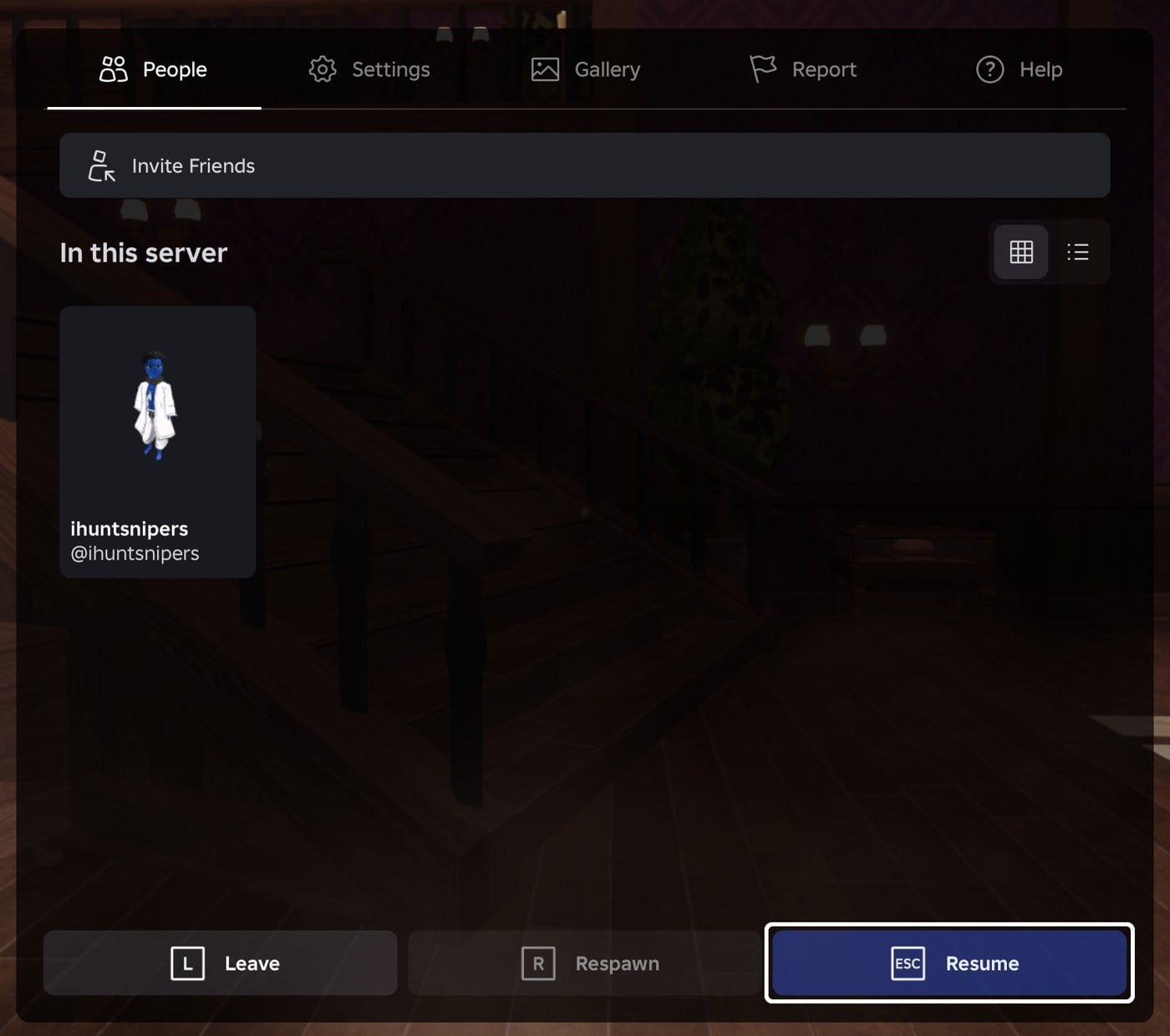 Roblox Esc menu during a Candy Vault run with Leave available and Respawn greyed out