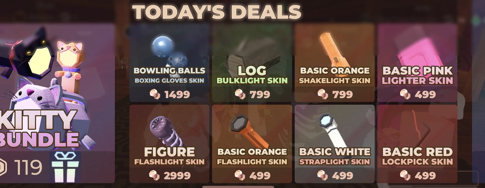 DOORS STORE TODAY'S DEALS with eight skins priced 499 to 2999 knobs