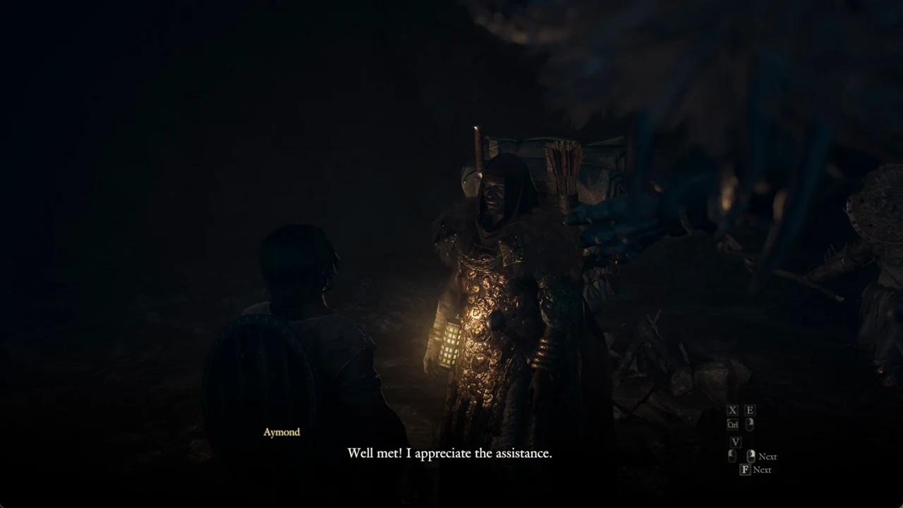 Aymond recalling the stranded soldier during his conversation in the hollow