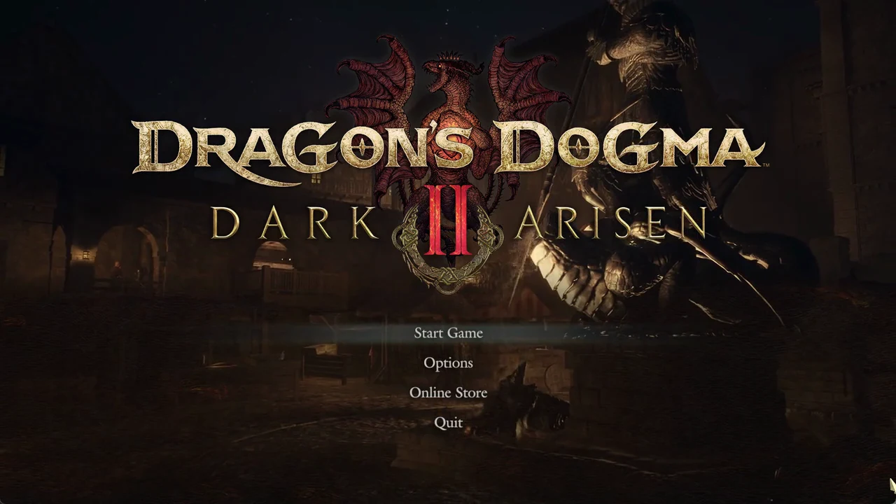 Dragon's Dogma 2 title screen with Start Game highlighted and the Options entry below it