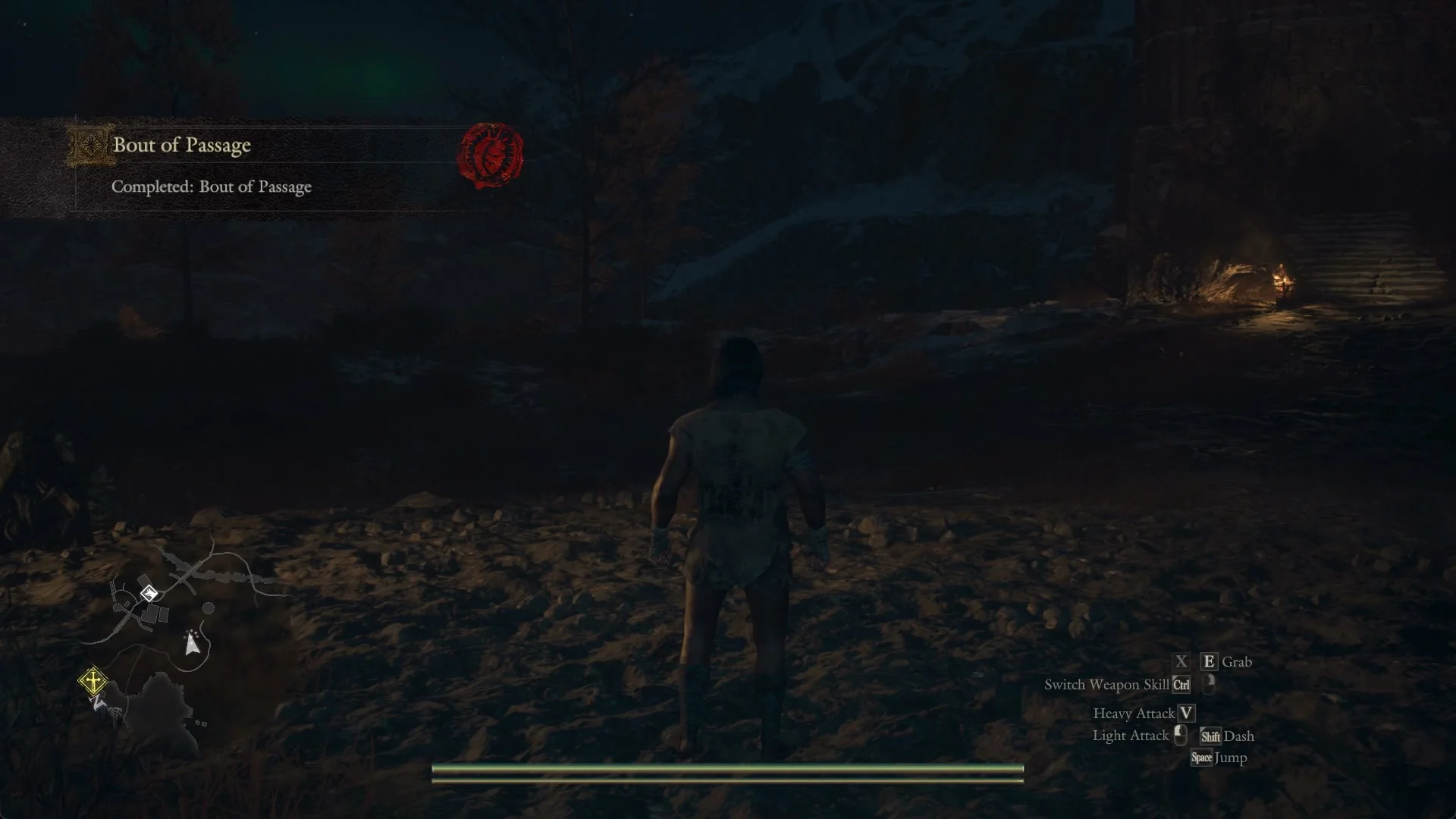 Quest banner Completed: Bout of Passage with the red seal at the bout ground